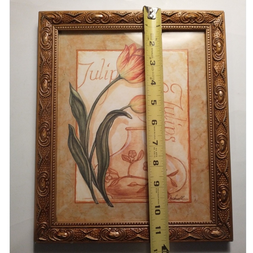 Pat Cockrell Lily-Flowered Tulips Signed Art Print 3D Framed Vintage 11.75x9.5 - Picture 2 of 5